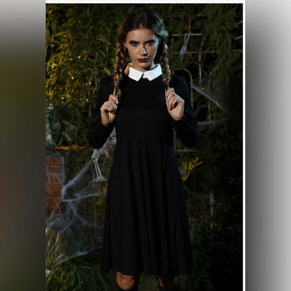 Wednesday Addams Wig & Dress,Women size XXL,Halloween Cosplay Costume Women's